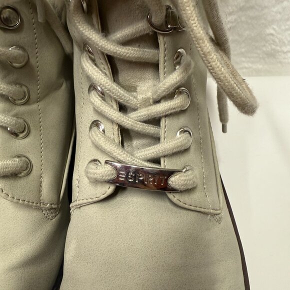 Esprit Vita E18CHE20 Women US 9M Chelsea Boots Gray Leather Fur Trim Ankle Boots - Picture 6 of 14